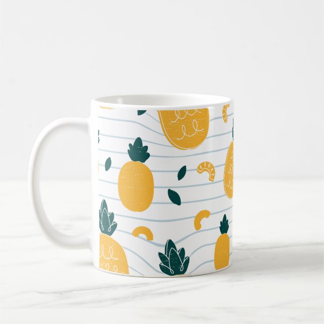 Pineapple Beauty: Hand Drawn Pattern Coffee Mug (Left)