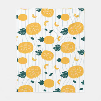 Pineapple Beauty: Hand Drawn Pattern Fleece Blanket