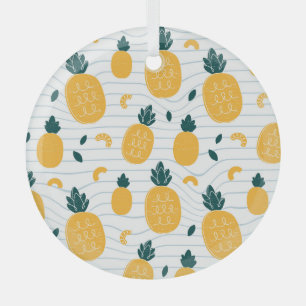 Pineapple Beauty: Hand Drawn Pattern Glass Tree Decoration