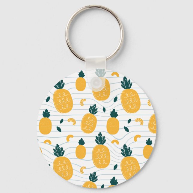 Pineapple Beauty: Hand Drawn Pattern Key Ring (Front)