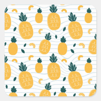 Pineapple Beauty: Hand Drawn Pattern Square Sticker