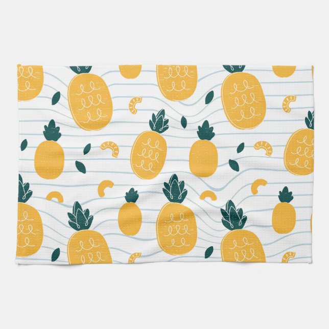 Pineapple Beauty: Hand Drawn Pattern Tea Towel (Horizontal)