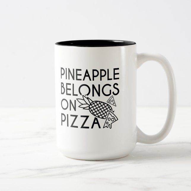 Pineapple Belongs On Pizza Two-Tone Coffee Mug (Right)