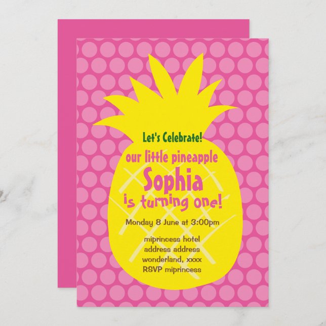 pineapple birthday invitation (Front/Back)