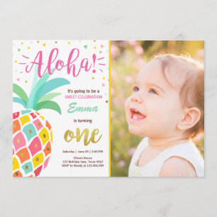 Pineapple birthday invitation Tropical Luau Hawaii