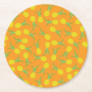 Pineapple Birthday Party Round Paper Coaster