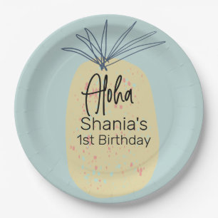 Pineapple Birthday Tropical Summer Aloha Party Paper Plate