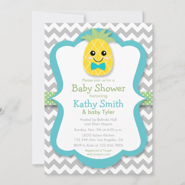 Pineapple Boy Baby Shower Invitations (Front)
