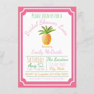 Pineapple Bridal Shower Invitation Pink Breeze