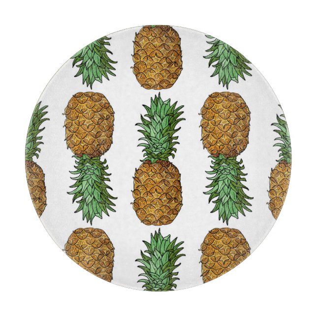 Pineapple Brightness: Summer Tropical Illustration Cutting Board (Front)