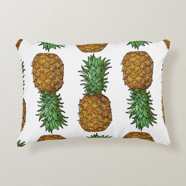 Pineapple Brightness: Summer Tropical Illustration Decorative Cushion (Front)