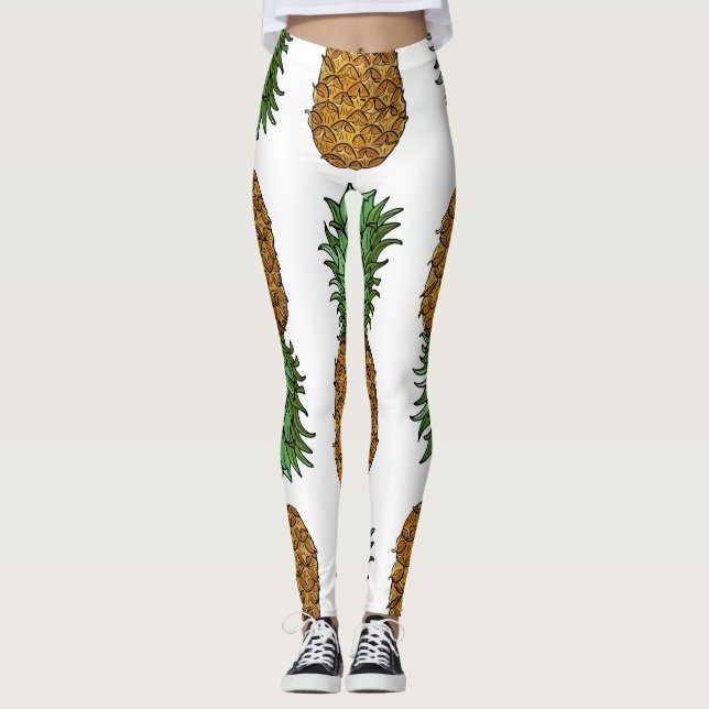 Pineapple Brightness: Summer Tropical Illustration Leggings (Front)