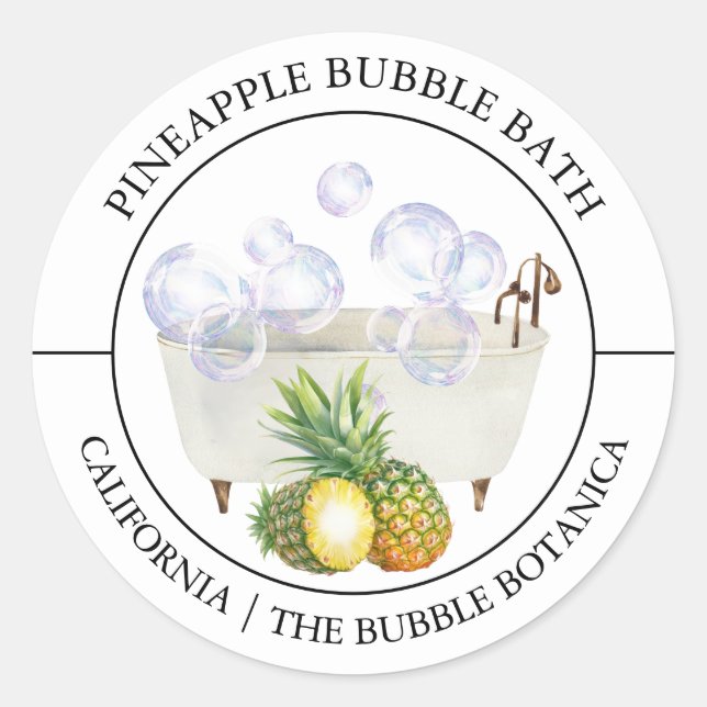 Pineapple Bubble Bath label (Front)