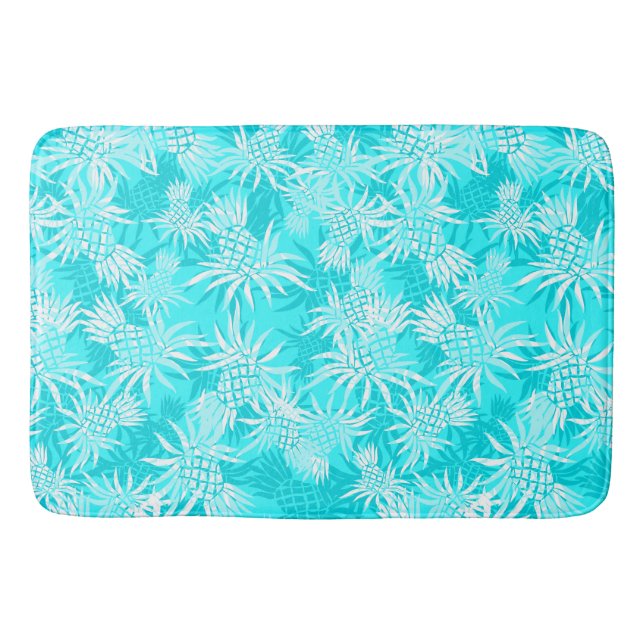 Pineapple Camo Hawaiian Tropical Bath Mat (Front)