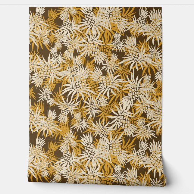 Pineapple Camo Hawaiian Tropical - Gold Wallpaper (Unrolling)
