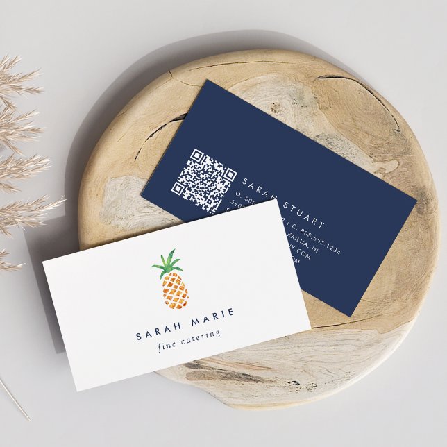 Pineapple Caterer Hospitality QR Code Business Card (Creator Uploaded)