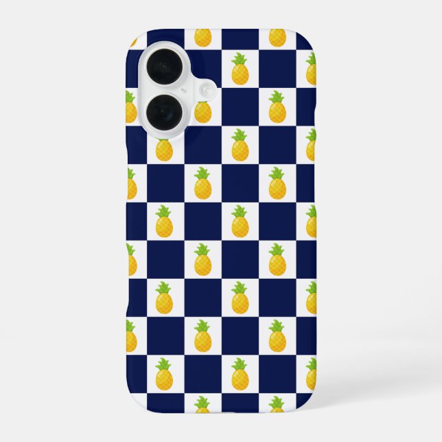 Pineapple Chequered iPhone 16 case (Back)