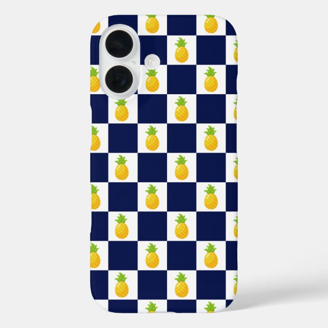 Pineapple Chequered iPhone 16 case (Back)