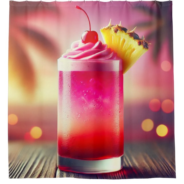 Pineapple Cherry Drink Shower Curtain (Front)