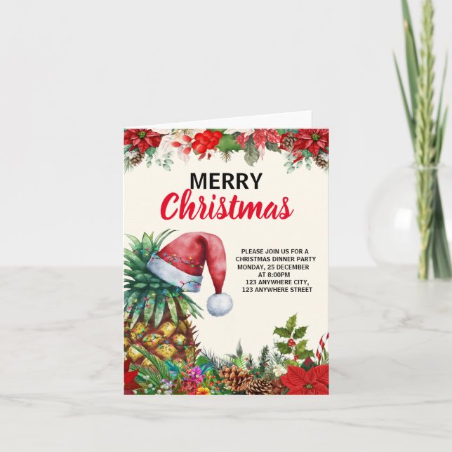 Pineapple Christmas Party ,Tropical Christmas Part Invitation (Front)