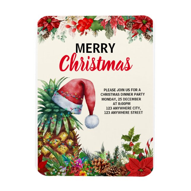 Pineapple Christmas Party ,Tropical Christmas Part Magnet (Vertical)