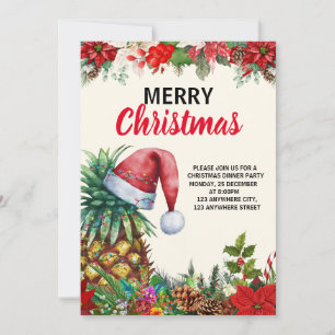 Pineapple Christmas Party ,Tropical Christmas Part Thank You Card