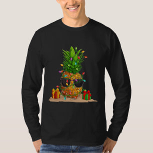 Pineapple Christmas Tree Lights Funny Tropical T-Shirt