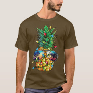 Pineapple Christmas Tree Lights Xmas Men Gifts Sun T-Shirt