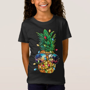 Pineapple Christmas Tree Lights Xmas Sunglasses T-Shirt