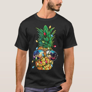 Pineapple Christmas Tree Lights Xmas Sunglasses T-Shirt