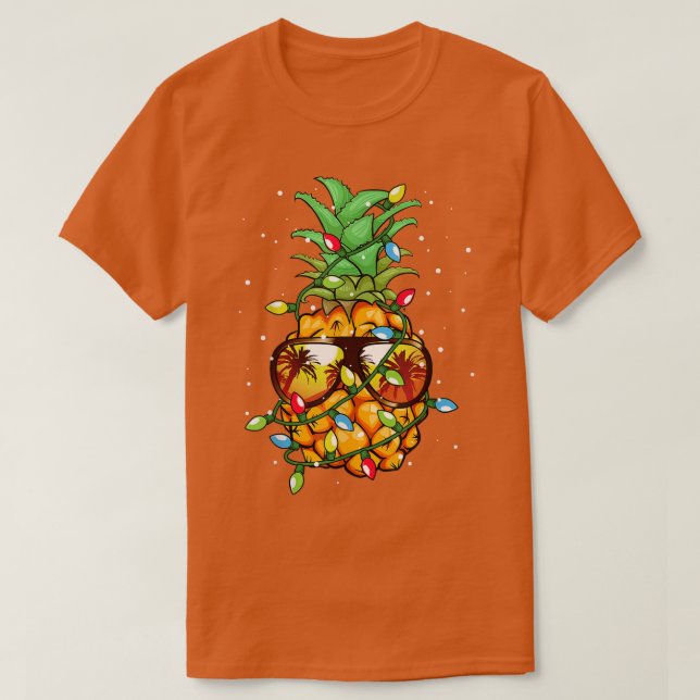 Pineapple Christmas Wear Sunglasses Lights for Men T-Shirt (Design Front)