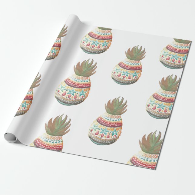 Pineapple Christmas Wrapping Wrapping Paper (Unrolled)