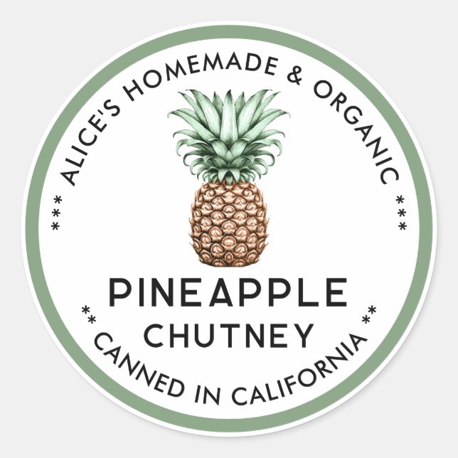 Pineapple chutney canning label (Front)