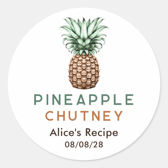 Pineapple chutney homemade preserve classic round sticker (Front)
