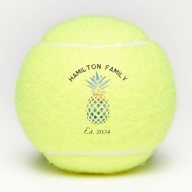 Pineapple Coastal Sunset Beach Family Swag Tennis Balls (Front)