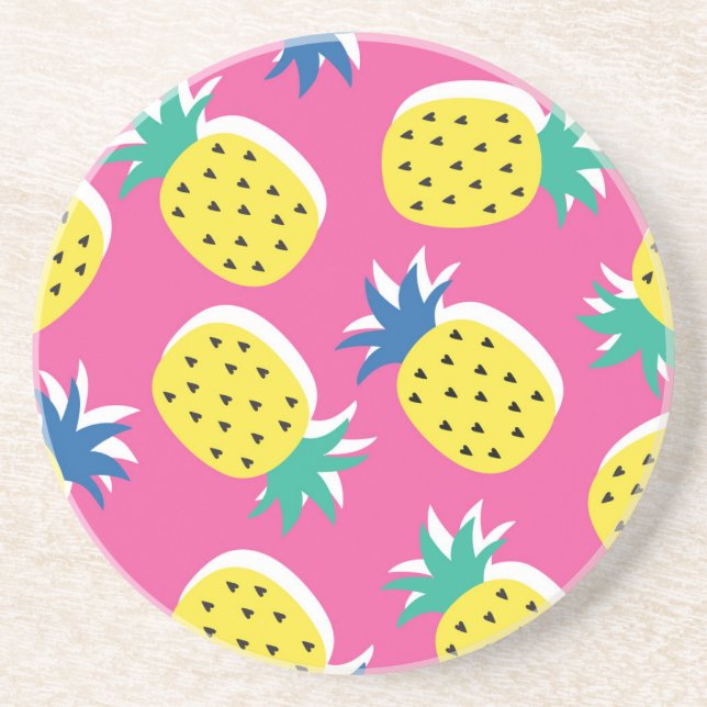 Pineapple Crazy Colours: Childish Pop-Art. Coaster (Front)