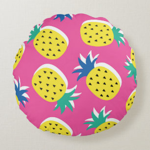 Pineapple Crazy Colours: Childish Pop-Art. Round Cushion