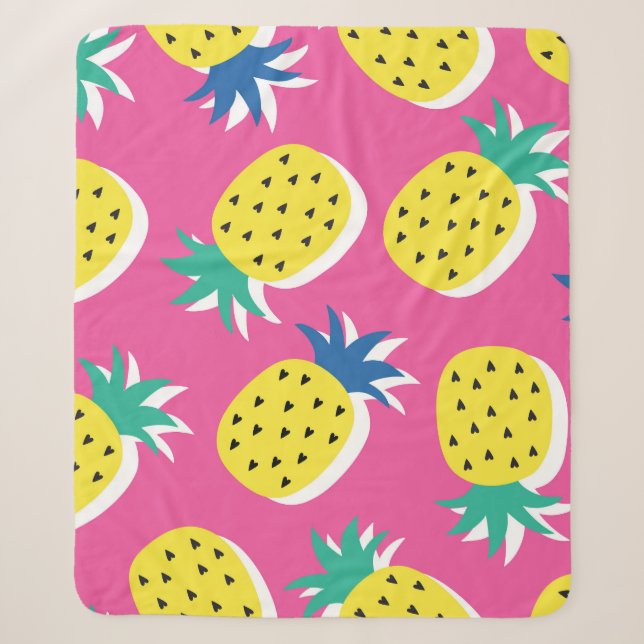 Pineapple Crazy Colours: Childish Pop-Art. Sherpa Blanket (Front)