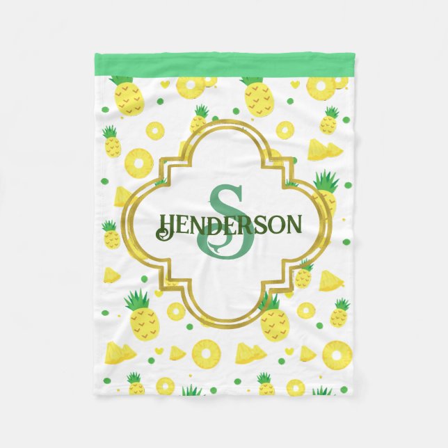Pineapple Custom  Fleece Blanket (Front)