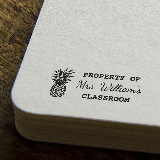 Pineapple - Custom Teacher Name Book Classroom Rubber Stamp (Creator Uploaded)