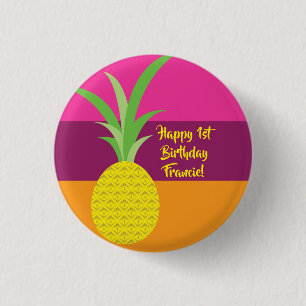 Pineapple Cute Summer 1st Birthday Party Theme 3 Cm Round Badge