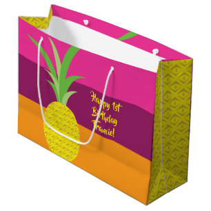 Pineapple Cute Summer 1st Birthday Party Theme Large Gift Bag