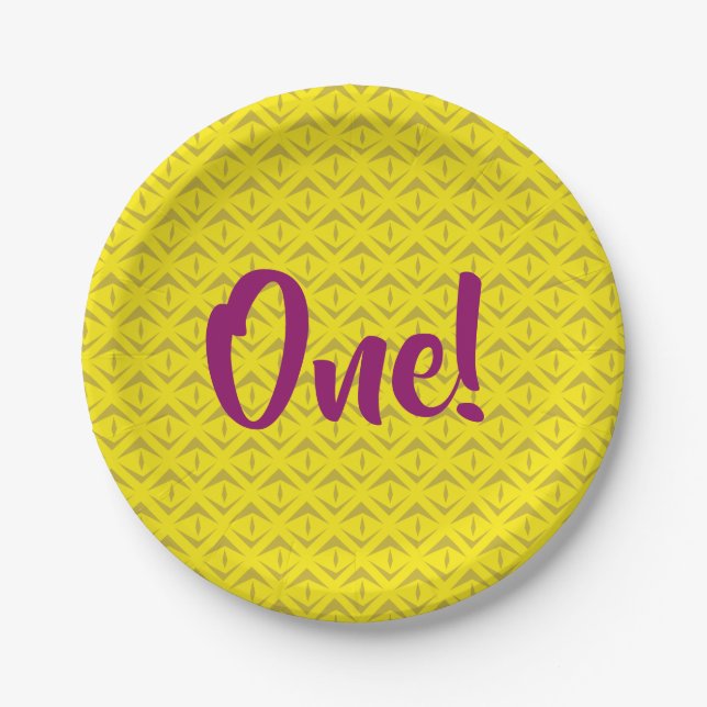 Pineapple Cute Summer 1st Birthday Party Theme Paper Plate (Front)