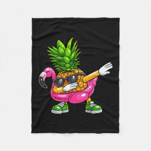 Pineapple Dabbing Flamingo Aloha Hawaii Tropical V Fleece Blanket