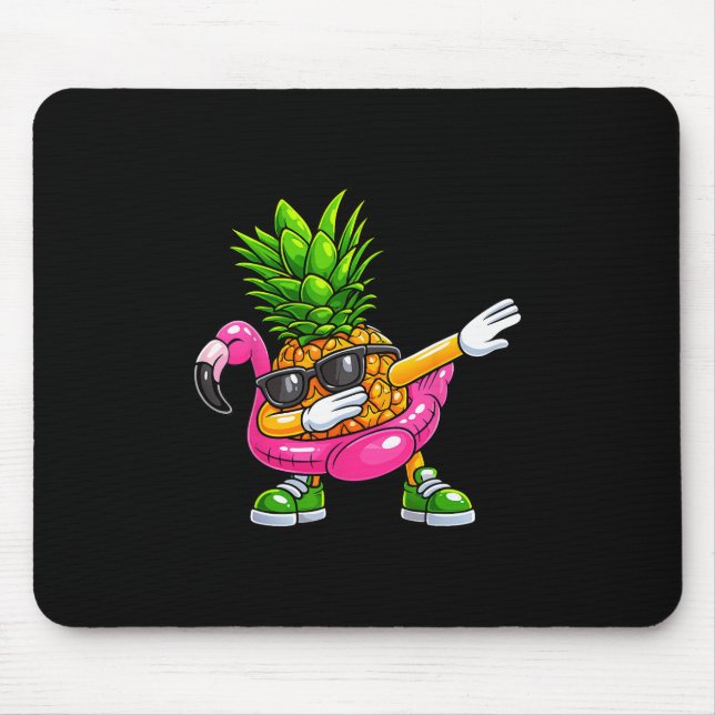 Pineapple Dabbing Flamingo Aloha Hawaii Tropical V Mouse Pad (Front)