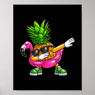 Pineapple Dabbing Flamingo Aloha Hawaii Tropical V Poster
