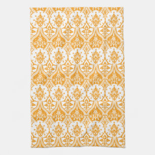 Pineapple Damask Orange Tea Towel