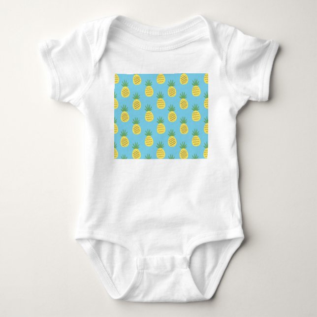 Pineapple Delight: Tropical Fruit Print Baby Bodysuit (Front)