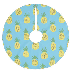 Pineapple Delight: Tropical Fruit Print Brushed Polyester Tree Skirt