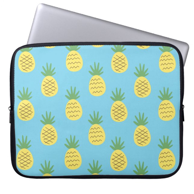 Pineapple Delight: Tropical Fruit Print Laptop Sleeve (Front)
